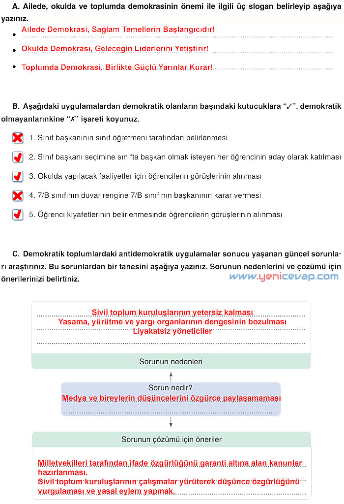 7. Sınıf Sosyal Bilgiler Kitabı Sayfa 237 238 239 240 241 242 Cevapları Yıldırım
