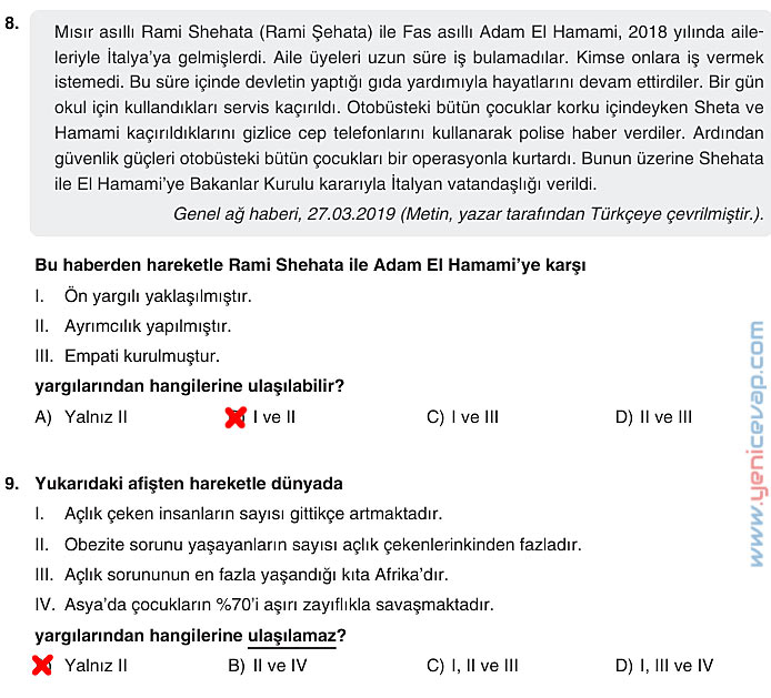 7. Sınıf Sosyal Bilgiler Kitabı Sayfa 272 273 274 275 Cevapları Yıldırım