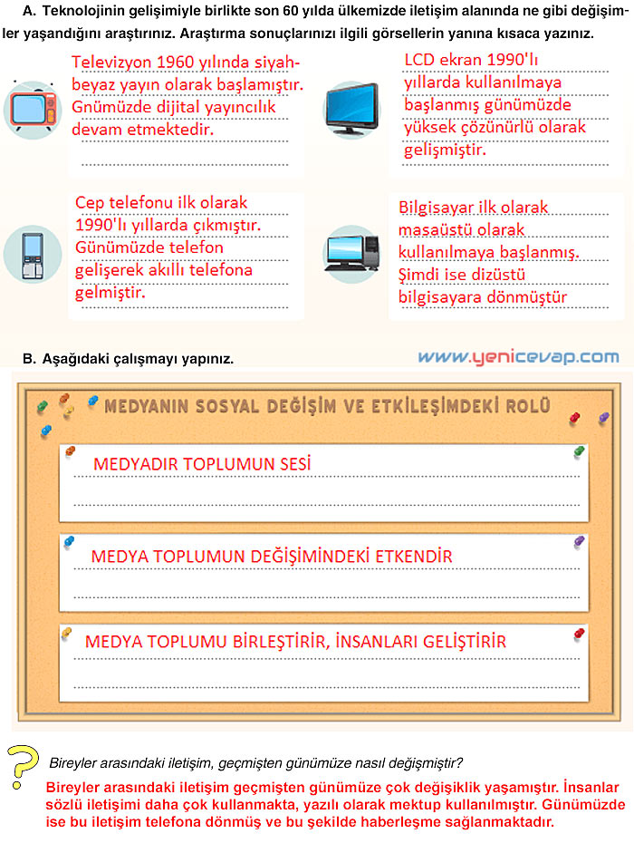 7. Sınıf Sosyal Bilgiler Kitabı Sayfa 30 31 32 33 35 36 37 38 39 Cevapları Yıldırım