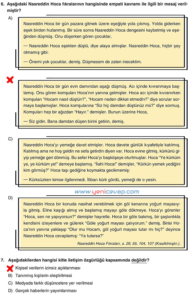 7. Sınıf Sosyal Bilgiler Kitabı Sayfa 40 41 42 43 46 47 48 49 50 Cevapları Yıldırım