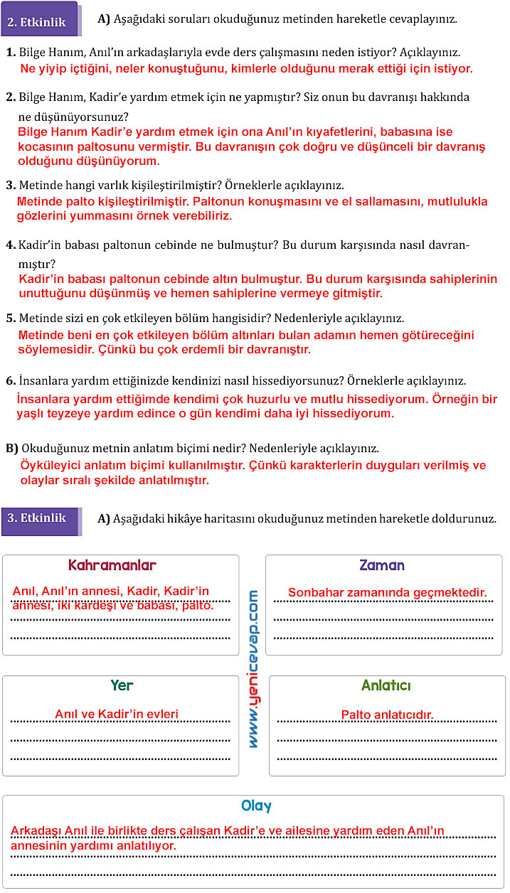 7. Sınıf Türkçe Kitabı Sayfa 127 128 129 130 131 132 133 134 Cevapları Meb