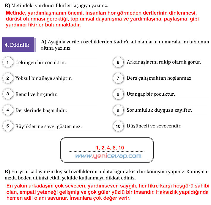 7. Sınıf Türkçe Kitabı Sayfa 127 128 129 130 131 132 133 134 Cevapları Meb