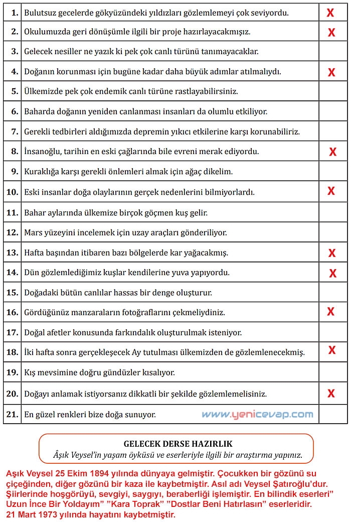 7. Sınıf Türkçe Kitabı Sayfa 172 173 176 178 179 181 182 Cevapları Meb