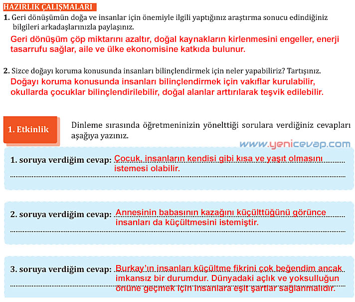 7. Sınıf Türkçe Kitabı Sayfa 194 195 196 197 198 199 202 203 Cevapları Meb