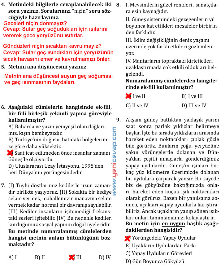 7. Sınıf Türkçe Kitabı Sayfa 194 195 196 197 198 199 202 203 Cevapları Meb