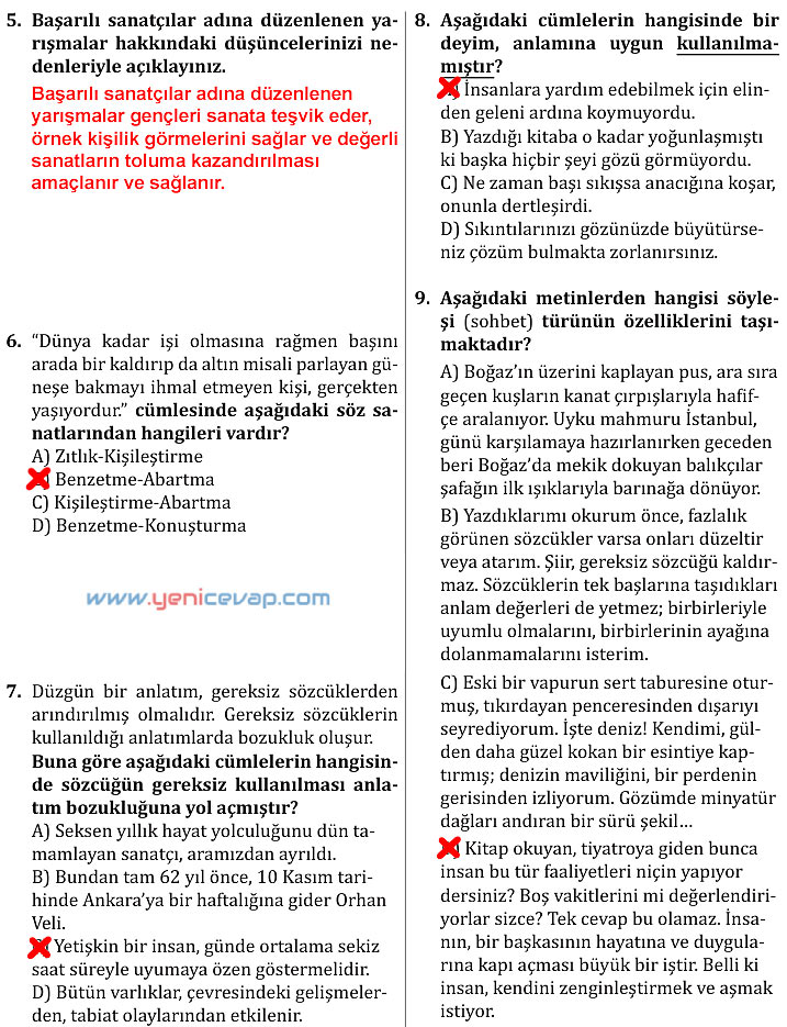 7. Sınıf Türkçe Kitabı Sayfa 256 257 260 261 Cevapları Meb