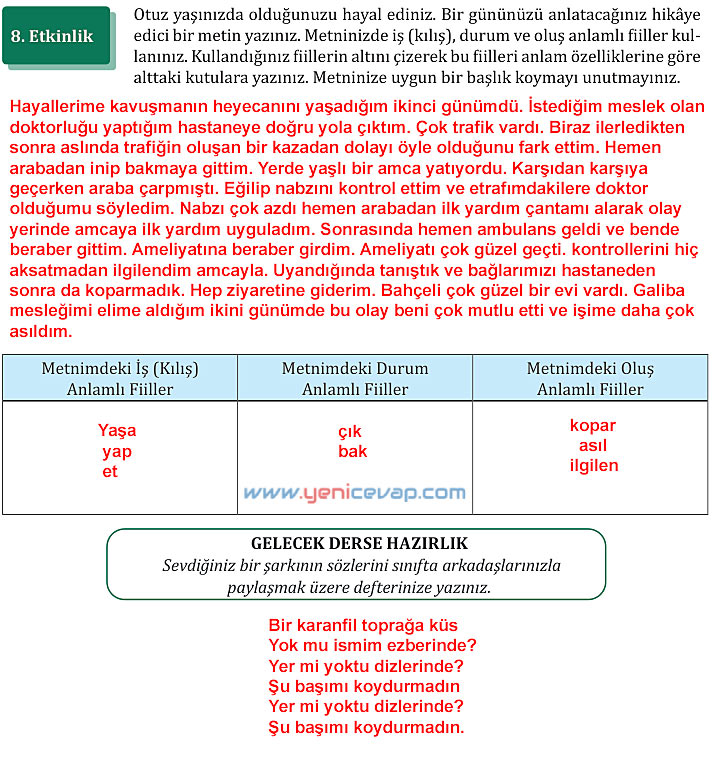 7. Sınıf Türkçe Kitabı Sayfa 30 31 32 33 34 35 36 Cevapları Meb