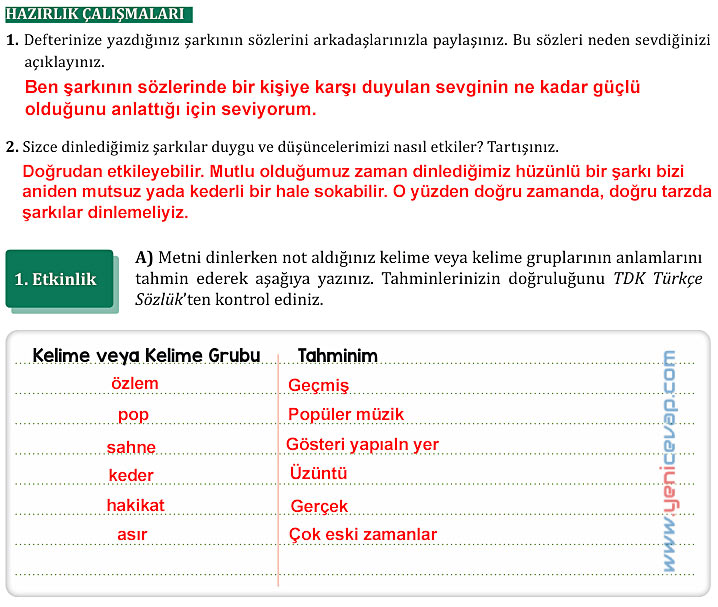 7. Sınıf Türkçe Kitabı Sayfa 30 31 32 33 34 35 36 Cevapları Meb