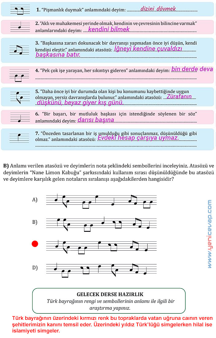 7. Sınıf Türkçe Kitabı Sayfa 37 38 39 41 44 45 Cevapları Meb