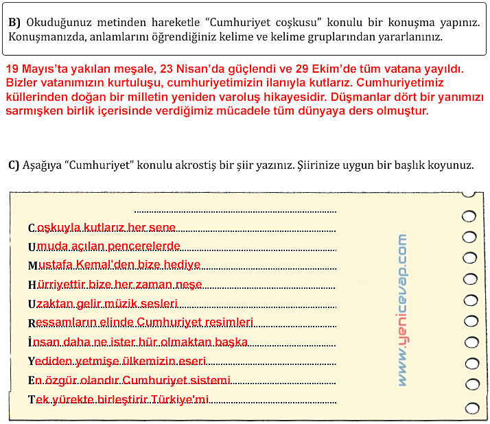 7. Sınıf Türkçe Kitabı Sayfa 59 60 61 62 64 65 66 67 Cevapları Meb