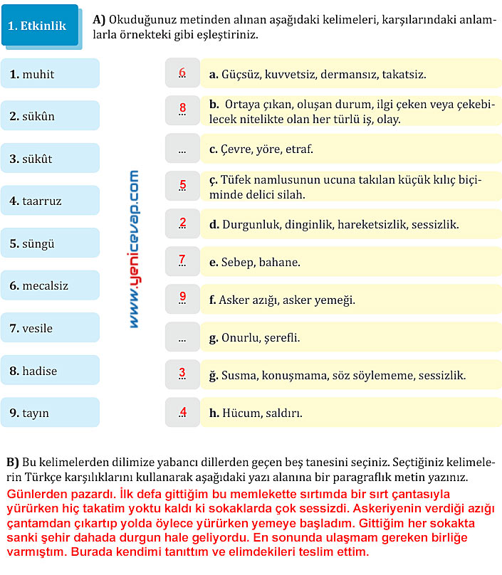 7. Sınıf Türkçe Kitabı Sayfa 59 60 61 62 64 65 66 67 Cevapları Meb