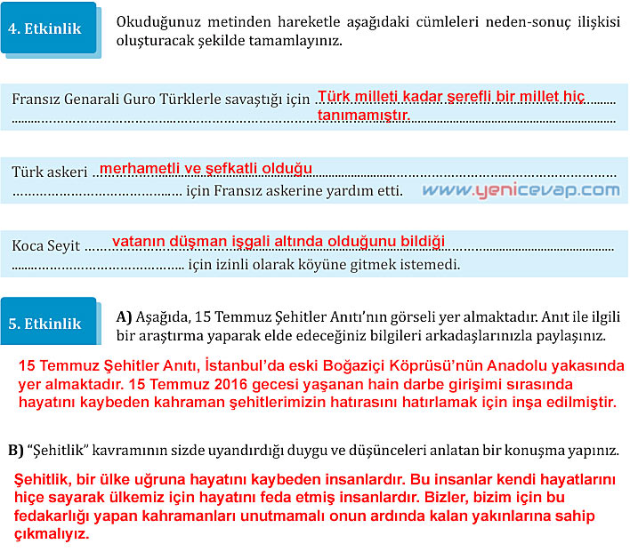 7. Sınıf Türkçe Kitabı Sayfa 59 60 61 62 64 65 66 67 Cevapları Meb