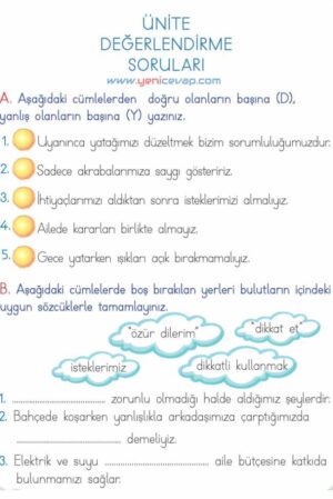 2. Sınıf Hayat Bilgisi Kitabı Sayfa 94 95 99 100 Cevapları Meb