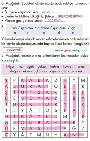 2. Sınıf Türkçe Kitabı Sayfa 99 102 103 107 Cevapları Meb