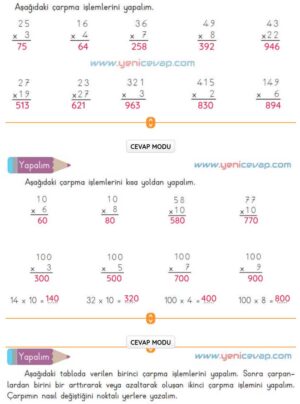 3. Sınıf Matematik Kitabı Sayfa 103 105 107 Cevapları Meb