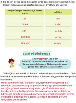 3. Sınıf Türkçe Kitabı Sayfa 109 110 113 Cevapları Meb