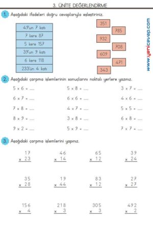 3. Sınıf Matematik Kitabı Sayfa 123 124 125 Cevapları Meb