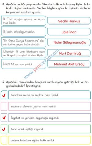 3. Sınıf Hayat Bilgisi Kitabı Sayfa 180 181 186 188 189 Cevapları Meb