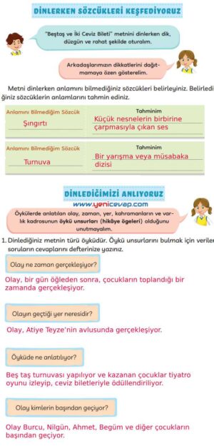 3. Sınıf Türkçe Kitabı Sayfa 28 29 30 Cevapları Meb