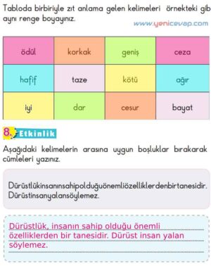 2. Sınıf Türkçe Kitabı Sayfa 30 32 33 34 Cevapları Meb