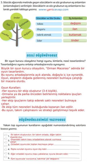 3. Sınıf Türkçe Kitabı Sayfa 31 36 37 Cevapları Meb