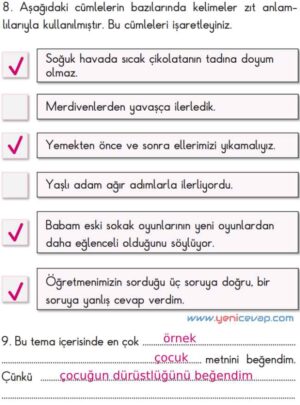 2. Sınıf Türkçe Kitabı Sayfa 42 43 44 45 Cevapları Meb
