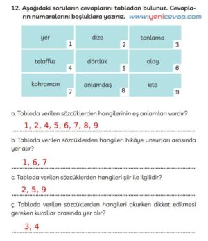 3. Sınıf Türkçe Kitabı Sayfa 44 45 47 48 Cevapları Meb