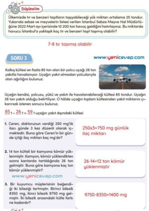 4. Sınıf Matematik Kitabı Sayfa 262 264 265 266 268 Cevapları Meb
