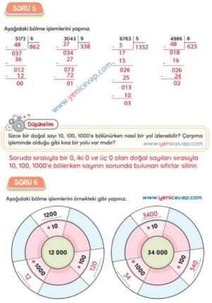 4. Sınıf Matematik Kitabı Sayfa 95 96 97 98 99 100 Cevapları Meb