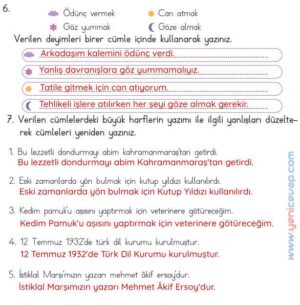 4. Sınıf Türkçe Kitabı Sayfa 103 104 105 108 Cevapları Meb