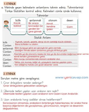 4. Sınıf Türkçe Kitabı Sayfa 124 125 126 127 128 Cevapları Meb
