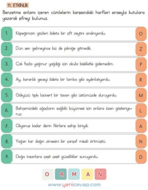4. Sınıf Türkçe Kitabı Sayfa 154 155 156 Cevapları Meb