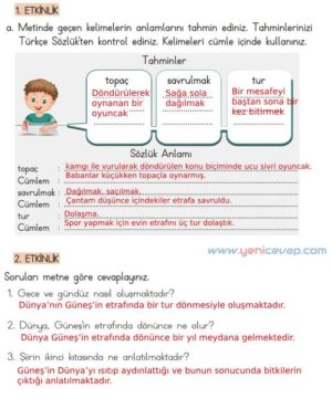 4. Sınıf Türkçe Kitabı Sayfa 158 159 160 161 Cevapları Meb