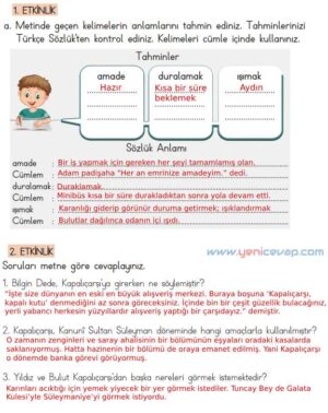 4. Sınıf Türkçe Kitabı Sayfa 176 178 179 180 181 Cevapları Meb