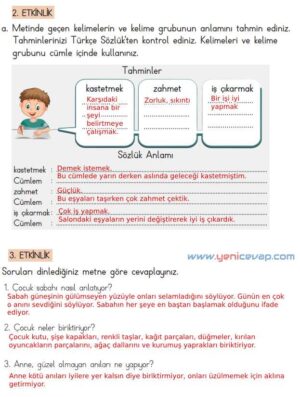 4. Sınıf Türkçe Kitabı Sayfa 206 207 208 209 Cevapları Meb