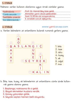 4. Sınıf Türkçe Kitabı Sayfa 21 22 23 24 Cevapları Meb