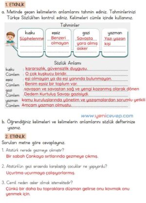 4. Sınıf Türkçe Kitabı Sayfa 44 46 47 48 Cevapları Meb