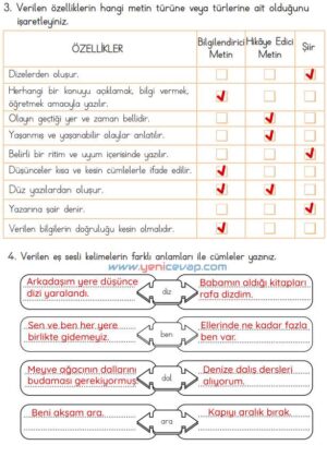 4. Sınıf Türkçe Kitabı Sayfa 69 72 73 74 Cevapları Meb