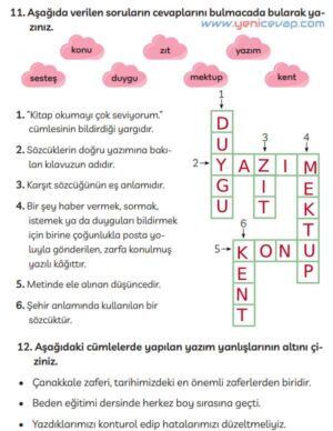 3. Sınıf Türkçe Kitabı Sayfa 79 81 86 Cevapları Meb