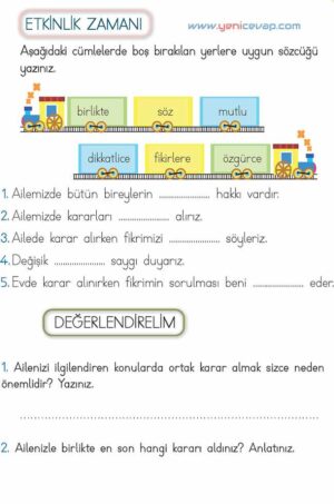 2. Sınıf Hayat Bilgisi Kitabı Sayfa 80 81 84 86 Cevapları Meb