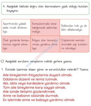 3. Sınıf Hayat Bilgisi Kitabı Sayfa 84 85 88 90 Cevapları Meb