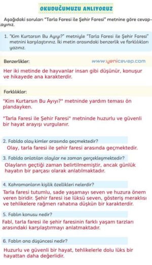 3. Sınıf Türkçe Kitabı Sayfa 93 94 95 97 Cevapları Meb