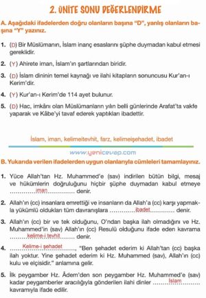 4. Sınıf Din Kültürü Kitabı Sayfa 50 51 52 53 54 55 Cevapları Meb