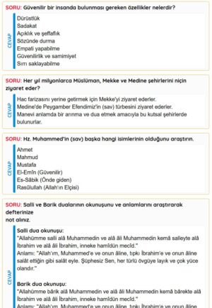 4. Sınıf Din Kültürü Kitabı Sayfa 79 80 84 85 86 Cevapları Meb