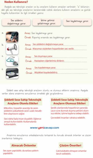 4. Sınıf Fen Bilimleri Kitabı Sayfa 160 162 164 165 166 Cevapları Meb