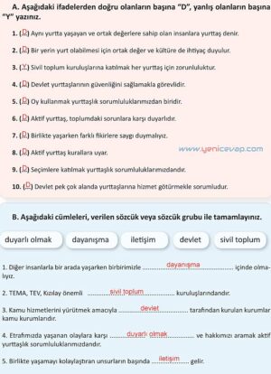 4. Sınıf İnsan Hakları Kitabı Sayfa 96 97 98 99 100 101 Cevapları Meb