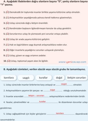 4. Sınıf İnsan Hakları Kitabı Sayfa 67 68 69 70 Cevapları Meb