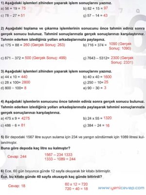 5. Sınıf Matematik 1. Kitap Sayfa 107 108 109 110 Cevapları Meb