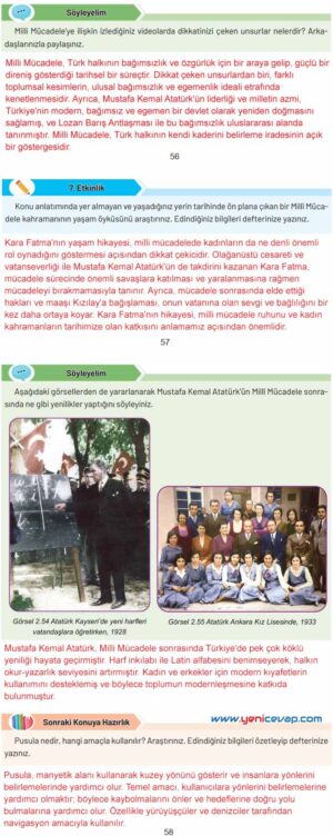 4. Sınıf Sosyal Bilgiler Kitabı Sayfa 56 57 58 59 Cevapları Hecce Yayınları