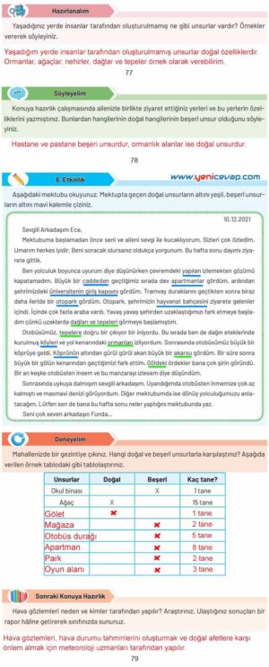 4. Sınıf Sosyal Bilgiler Kitabı Sayfa 73 76 77 78 79 Cevapları Hecce Yayınları
